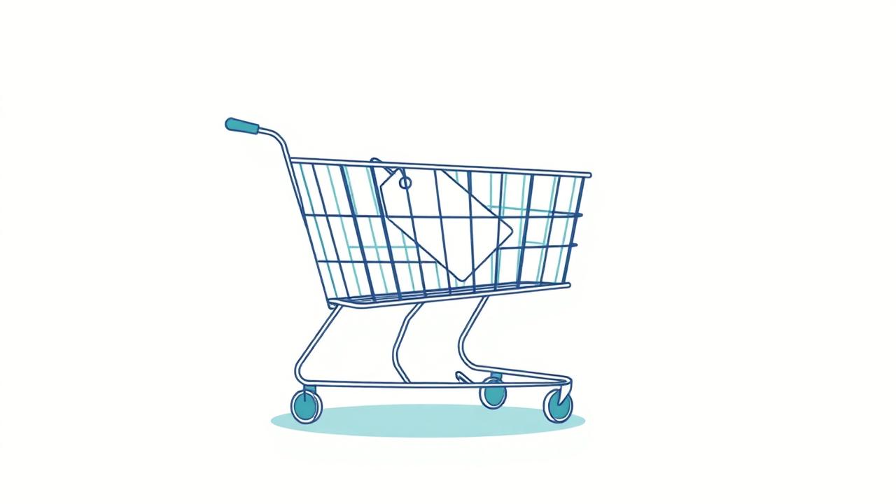 Illustration of an abandoned cart with a torn shipping label