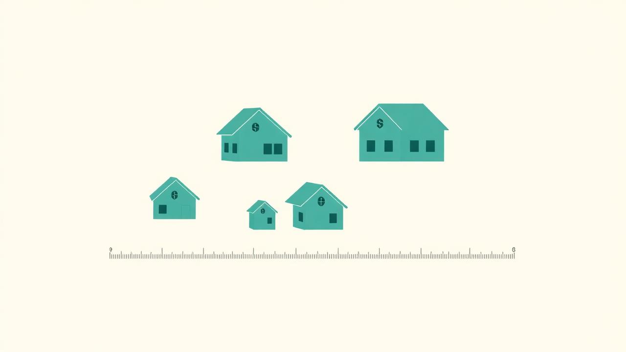 Illustration of parcels of different sizes with rulers